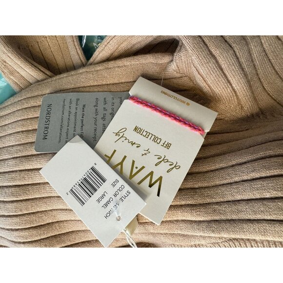 WAYF Dede & Emily BFF Collection Hollie Ribbed Knit Sweater Dress Camel Size L - Picture 13 of 15
